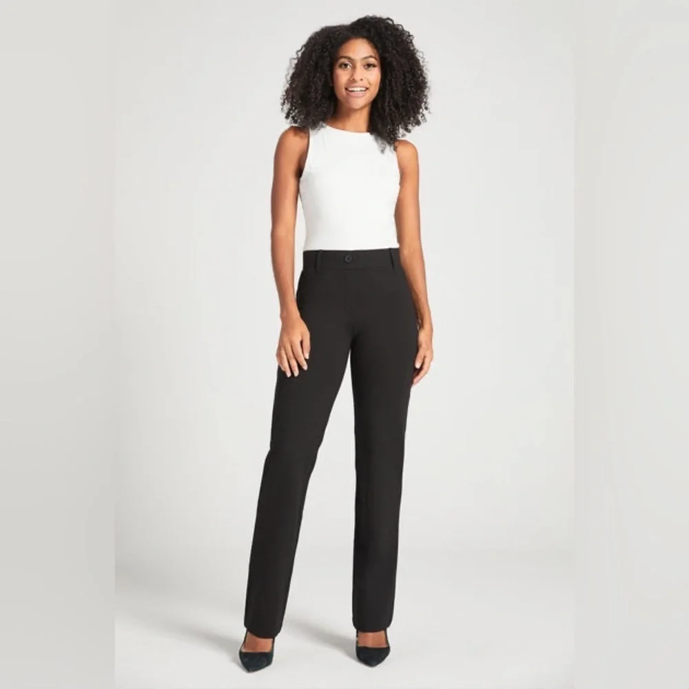 Betabrand Classic Dress Pant Yoga Pant Straight in Black Size Small Regular.